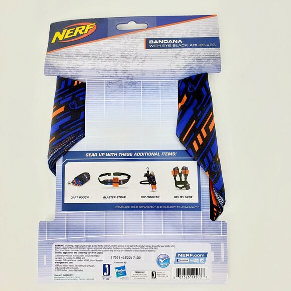 NERF Elite Pattern Bandana 22" x 22" w/ 2 pair black eye adhesives Lot of 2 NEW - Picture 2 of 3